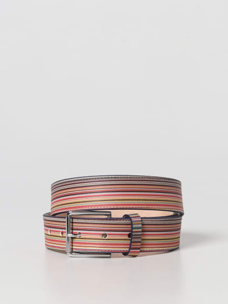 Paul Smith: Cintura Paul Smith in pelle con stripes stampate all over