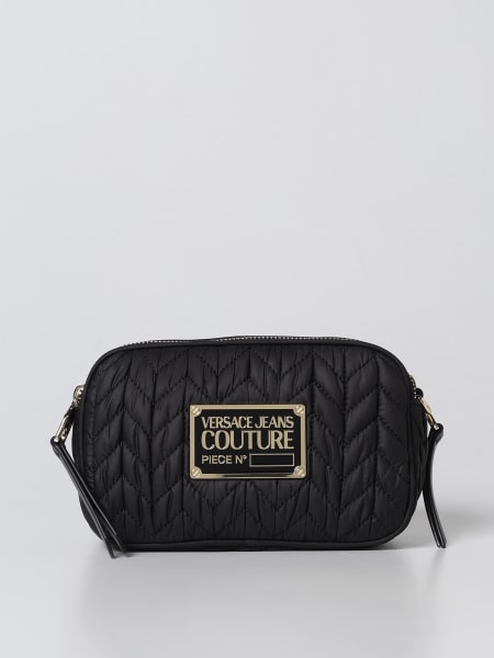 Borsa Versace Jeans Couture nera: Borsa Versace Jeans Couture in nylon trapuntato