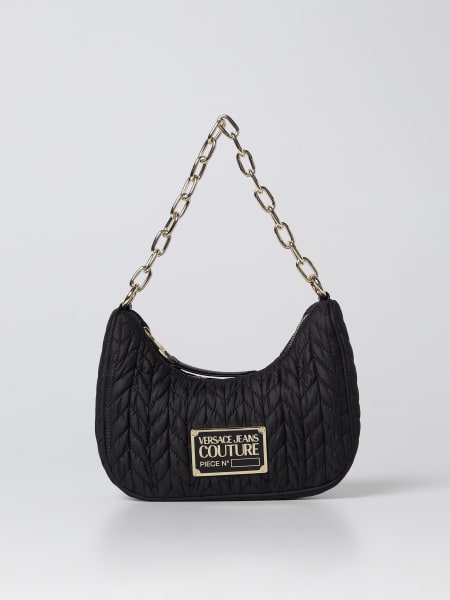 Borsa Versace Jeans Couture nera: Borsa Versace Jeans Couture in nylon trapuntato