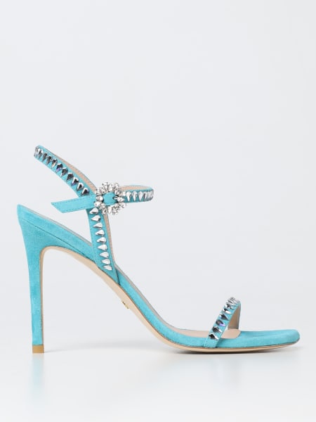 Ballet Stuart Weitzman sandal in suede with teardrop rhinestones