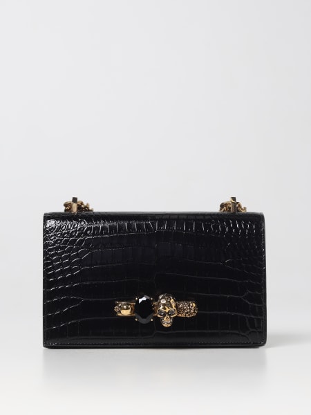McQueen The Jeweled bag in crocodile-print leather