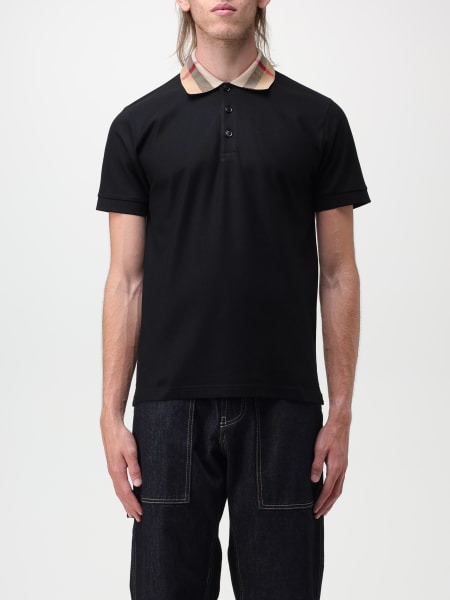 Burberry cotton polo shirt with check collar