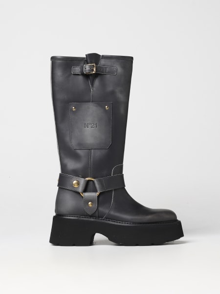 N°21 boots in used leather with buckles
