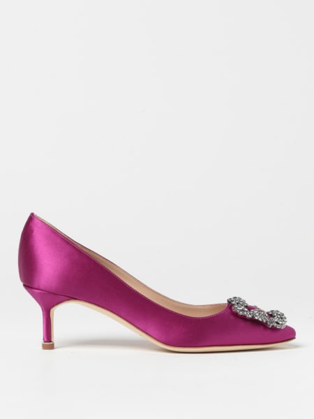 Manolo Blahnik Hangisi pumps in satin with jewel buckle