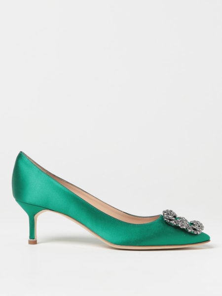 Manolo Blahnik Hangisi pumps in satin with jewel buckle