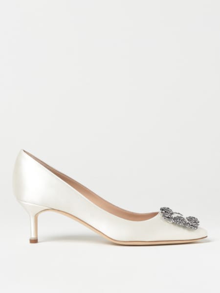 Manolo Blahnik Hangisi pumps in satin with jewel buckle