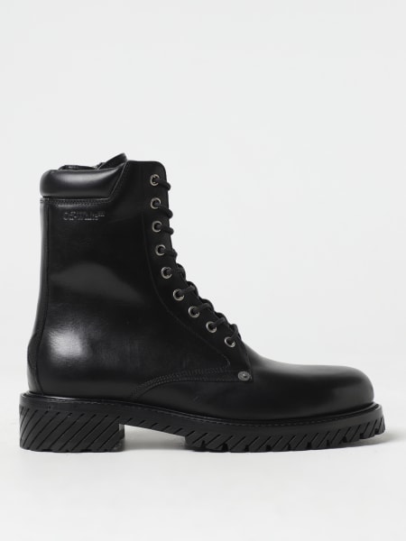 Mens off white shoes: Off-White leather ankle boots with laces