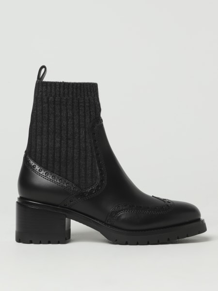 Santoni: Stivaletto Santoni in pelle e lana a costine