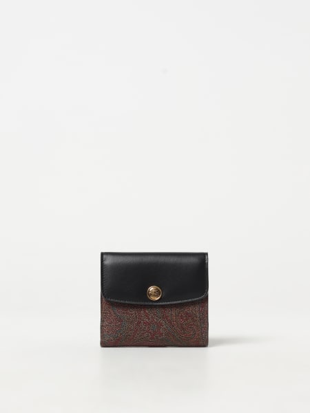 Portafoglio Etro in cotone spalmato e pelle con logo>