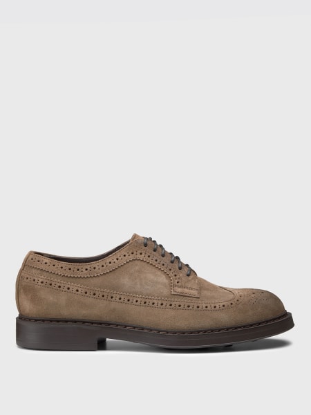 Moda scarpe: Derby Doucal's in camoscio con motivo brogue