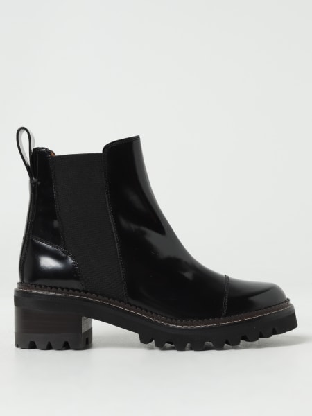 See by Chloé: See by Chloé Mallory ankle boots in brushed leather