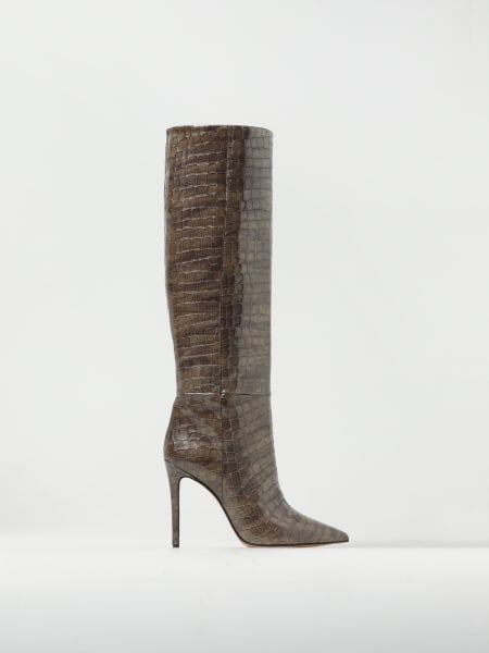 Anna F. crocodile print patent leather boots