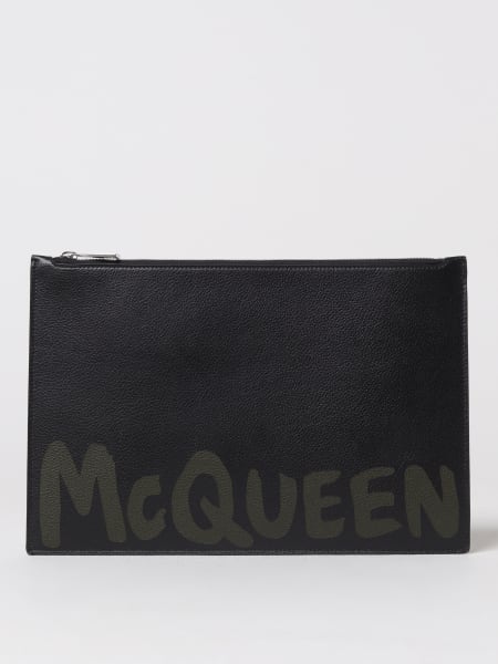 McQueen clutch in micro grained leather
