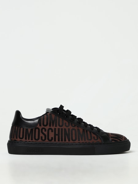 Moda scarpe: Sneakers Moschino Couture in pelle e tessuto con logo jacquard