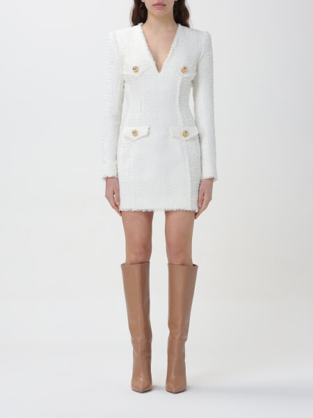 White dress: Dress woman Balmain