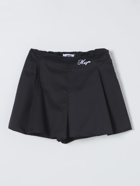 MSGM Kids logo-embroidered ruffled shorts - Black
