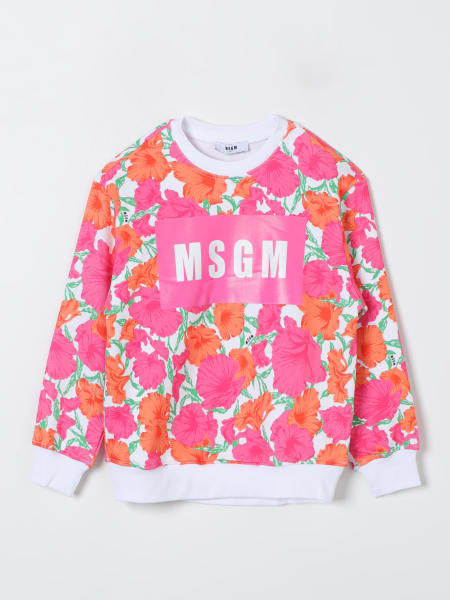 MSGM Kids logo-print short-sleeved hoodie - Pink