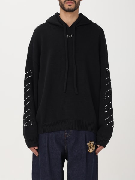 Men's Off-White: Off-white cotton blend hoodie with embroidered logo