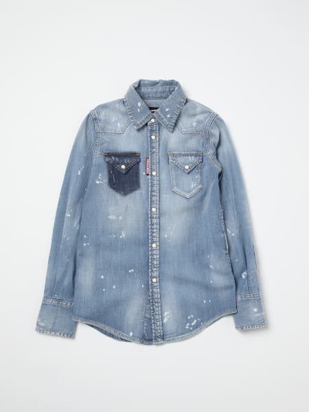 Camicia Dsquared2 Junior in denim di cotone candeggiato