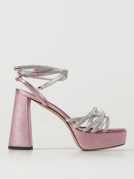 Sandalo Babsy Bettina Vermillon x Patou tessuto glitter con strass >