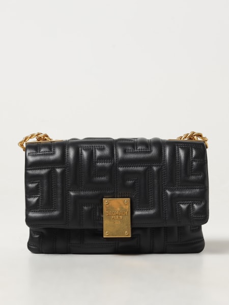 Borsa Balmain in pelle con logo impresso all over