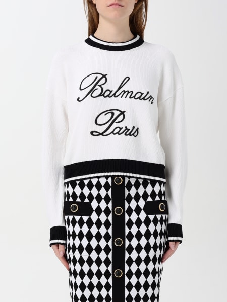 Maglione Balmain in misto cotone con logo ricamato