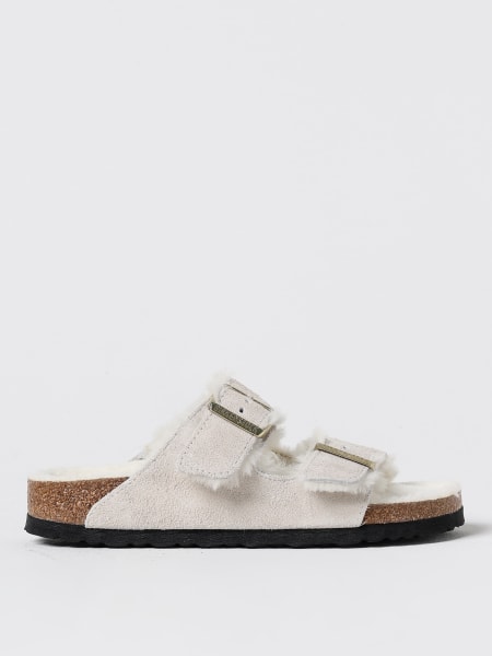 Sandalo Arizona Birkenstock in camoscio e shearling