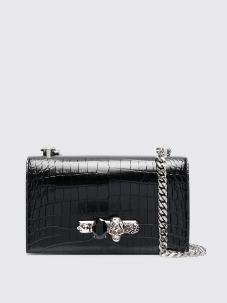 Borsa Jewelled Satchel Alexander McqQueen in pelle stampa cocco