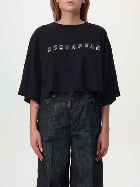 Dsquared2: T-shirt crop con logo Dsquared2