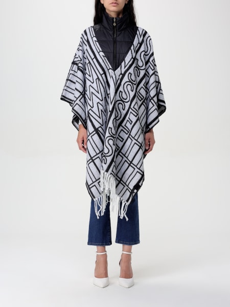 Poncho Twinset in viscosa con logo jacquard