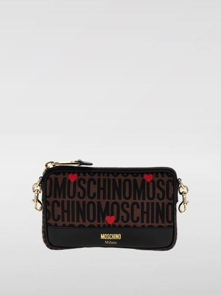 Moschino: Borsa Moschino Couture in pelle e tessuto con logo jacquard