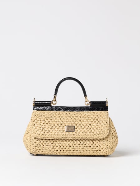 Borsa Sicily Dolce & Gabbana in rafia crochet e pelle a grana