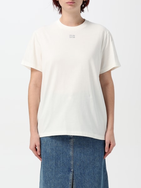 Ganni: T-shirt Ganni in cotone con logo di strass