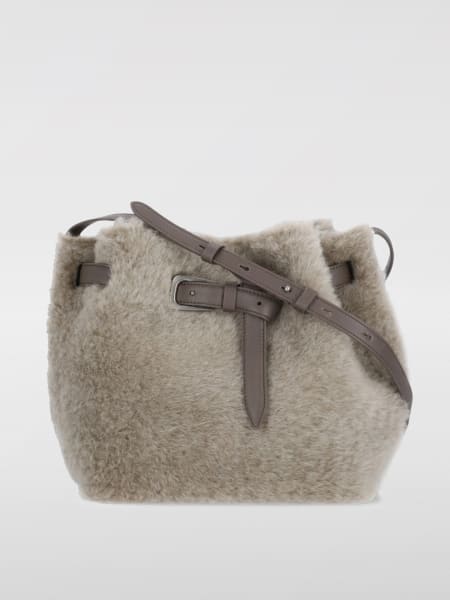 Borsa Brunello Cucinelli in shearling e pelle