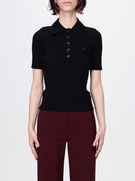 Tシャツ・カットソー COURREGES Woman Polo Shirt Black VESMPO029FI0001 9999 COURRÈGES: Polo shirt woman - Black | Courrèges polo shirt