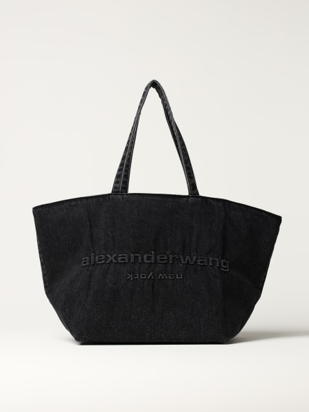 Alexander Wang: Borsa Tote Punch Alexander Wang in denim con logo ricamato tono su tono