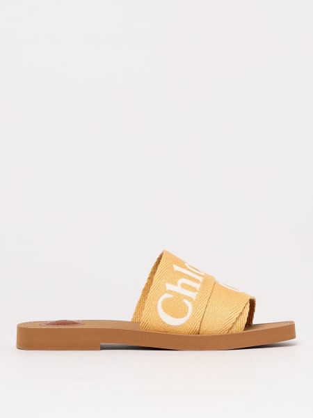 Chloé: Sandalo Woody Chloè in canvas con logo ricamato