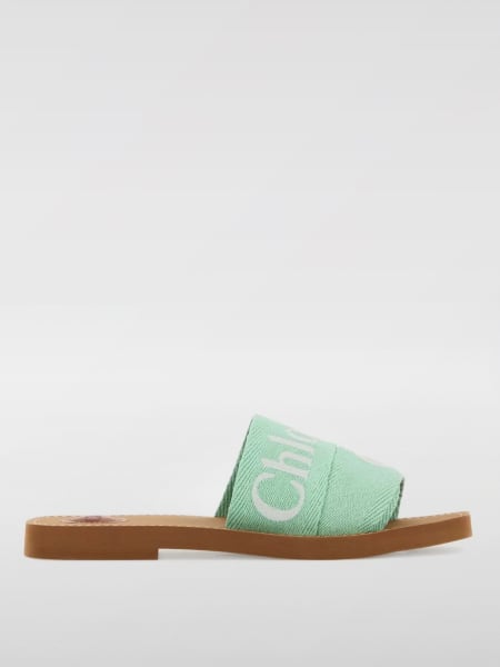 Sandalo Woody Chloè in canvas con logo ricamato >