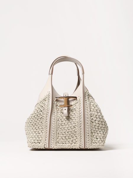 Tod's: Borsa Tod's in pelle e rafia intrecciata