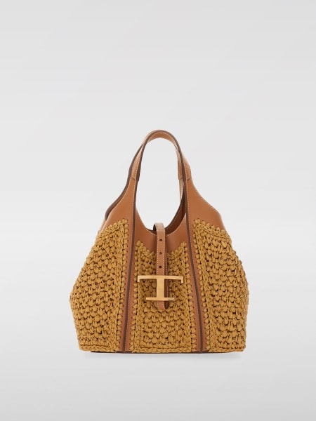 Tod's: Borsa Tod's in pelle e rafia intrecciata
