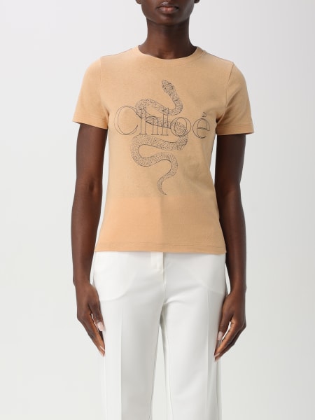 Chloé: T-shirt in cotone con logo Chloé