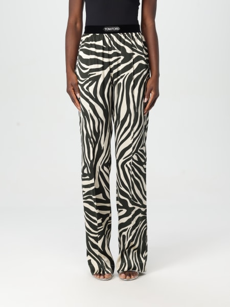 Tom Ford: Pantalone Tom Ford in raso con stampa zebrata