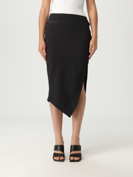 スカート THE ATTICO Woman Skirt Grey 250WCS00263JJF007AA 876 The Attico - Gray asymmetric skirt with logo