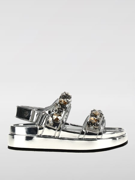 Tory Burch: Sandalo Kira Sport Tory Burch in vernice laminata con strass incastonati
