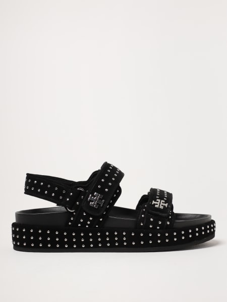 Tory Burch: Sandalo Kira Sport Tory Burch in camoscio con borchie all over