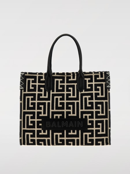 Balmain: Borsa B-Army Balmain in canvas jacquard e pelle spazzolata