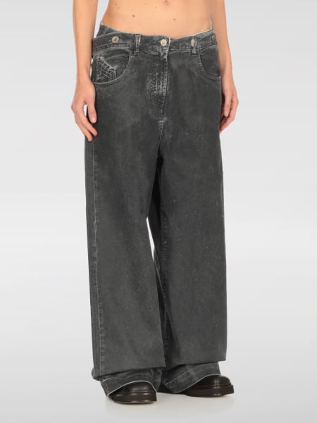Jeans palazzo The Attico in denim con effetto doppia vita>