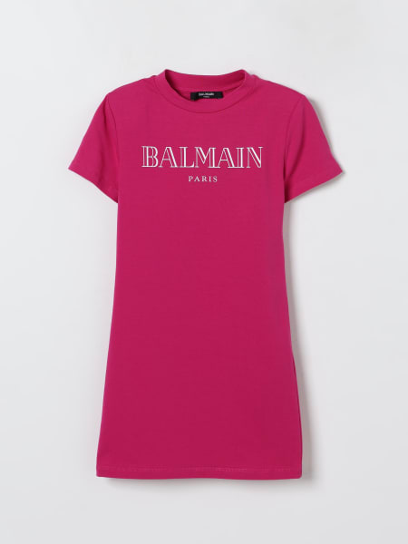 Balmain: Abito a t-shirt in cotone con logo Balmain