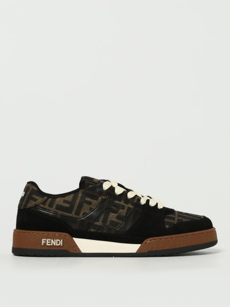 Sneakers Match Fendi in camoscio e misto cotone con monogram FF jacquard>