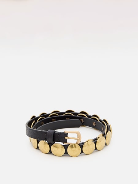 Golden Goose: Cintura Trinidad Golden Goose in pelle con borchie invecchiate